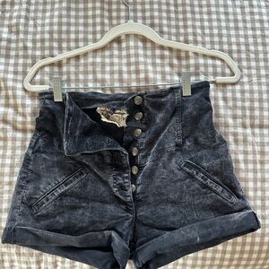 High Waisted Corduroy Black Women's Shorts
